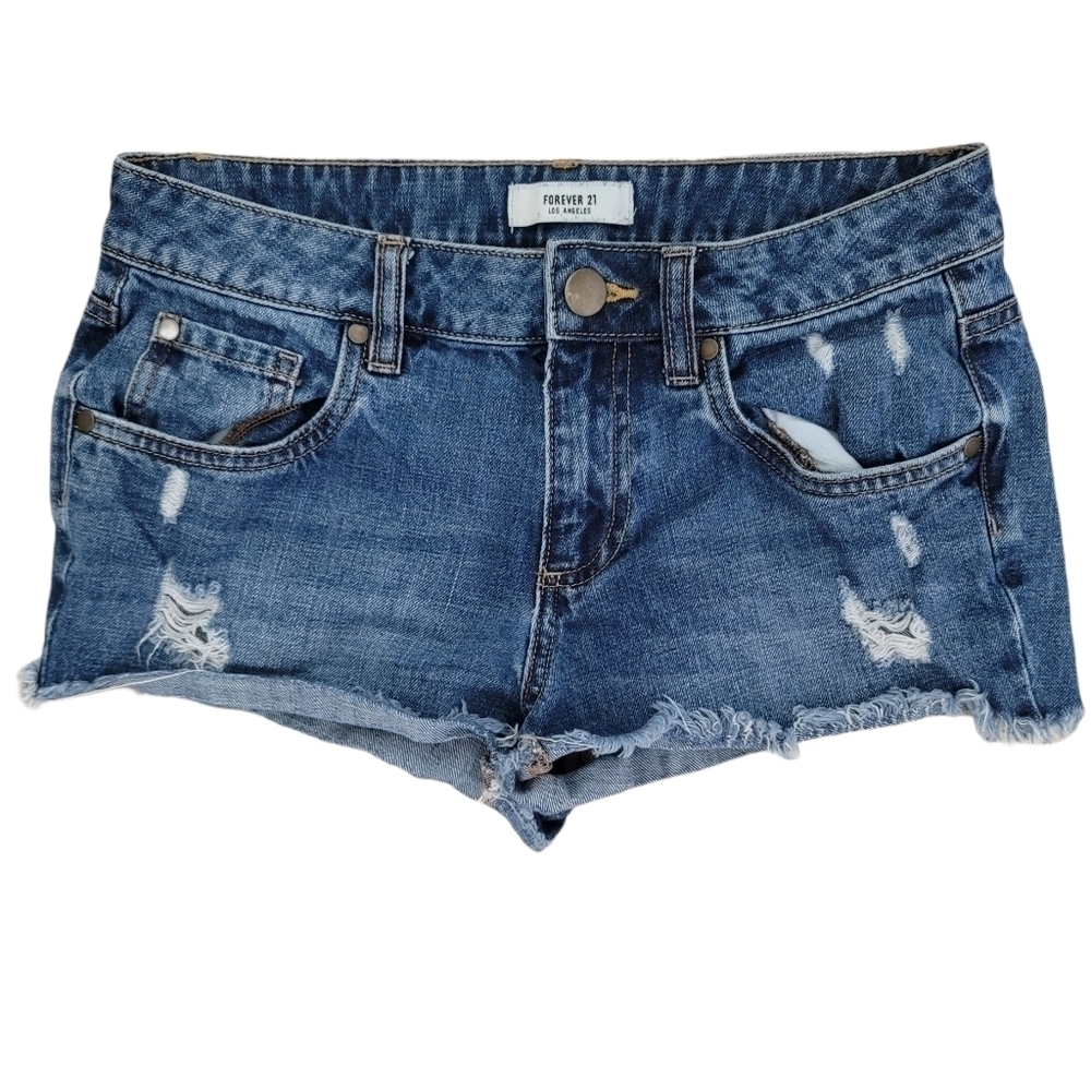 🟢 3 for $30 🟢 FOREVER 21 MID-RISE DISTRESSED FRAYED HEM SZ. 24